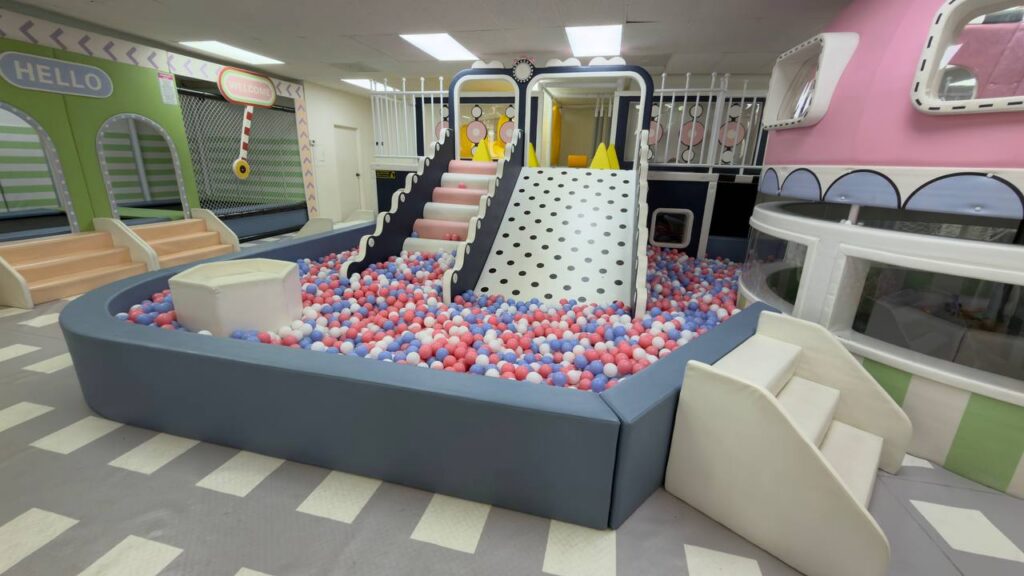 Ball pit and slides at La La Land Burbank