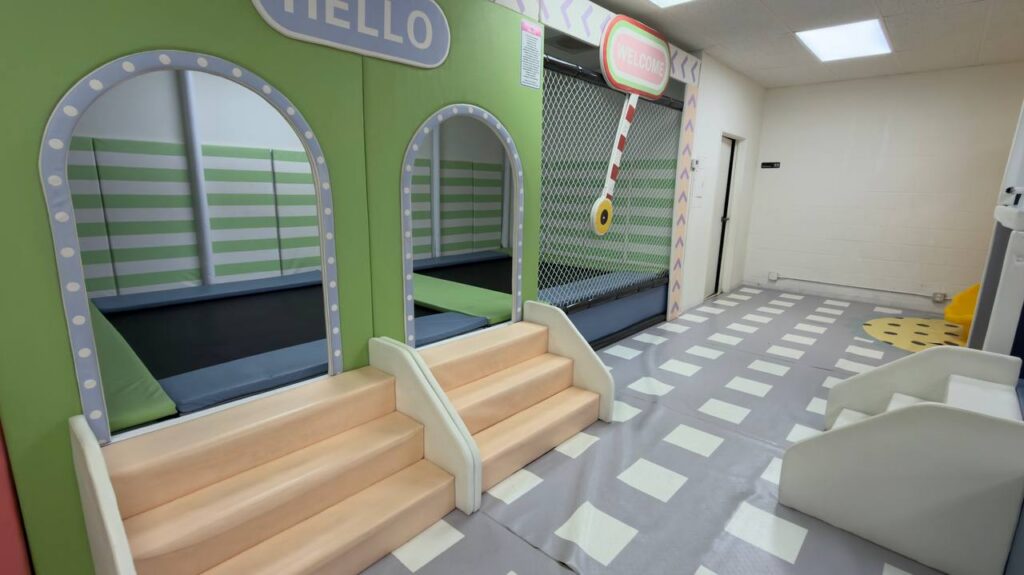 Trampoline and toddler play area at La La Land Burbank